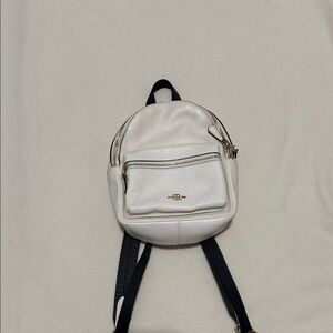 Coach Mini Ivory Leather Backpack with Black Straps